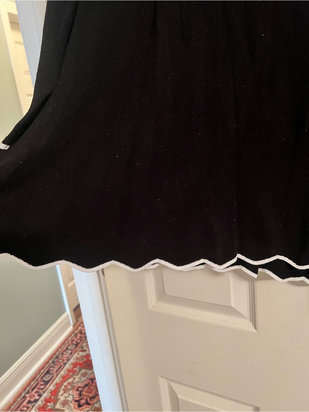 Cable & Gauge Black Scoop-Neck Sweater with White Scalloped Trim - Picture 2 of 5